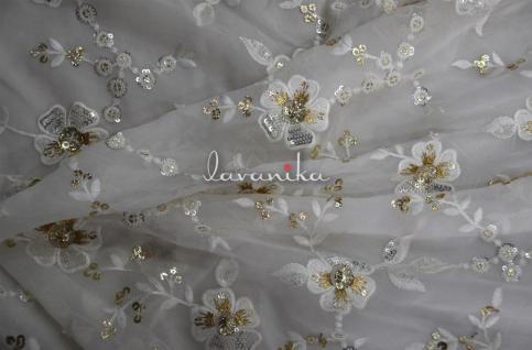 Sequin Work Zari work and Thread Embroidery on Dyeable Georgette Fabric DnoDA369RFD